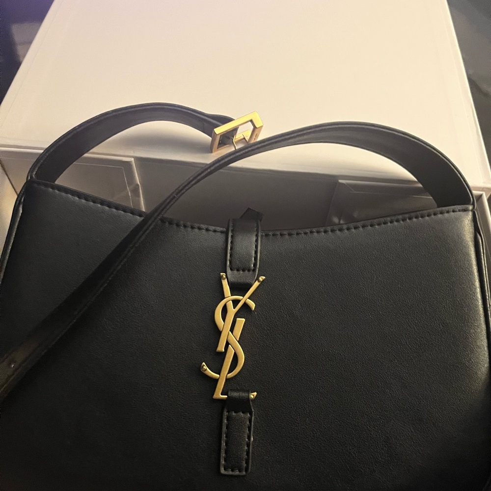Yves Saint Laurent Black and Gold Shoulder Bag